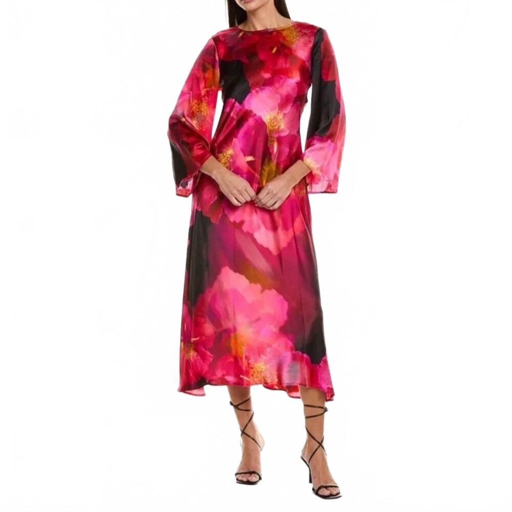NEW JOHNNY WAS flared sleeve dress in ruby bloom